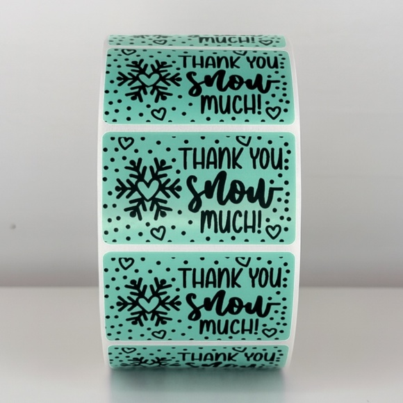 Thank You Snow Much Stickers | Winter Snowflake Labels | Holiday Packaging - Picture 6 of 11